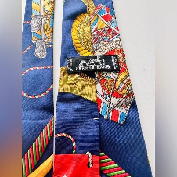 Hermès Paris Blue Silk Tie, Vintage - Picture 3 of 9